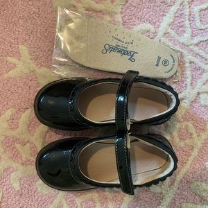 Black patent Mary Janes + replacement inserts